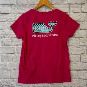 Vineyard Vines Pink Short Sleeve Whale Graphic Pocket Tee Shirt Women’s Size Med